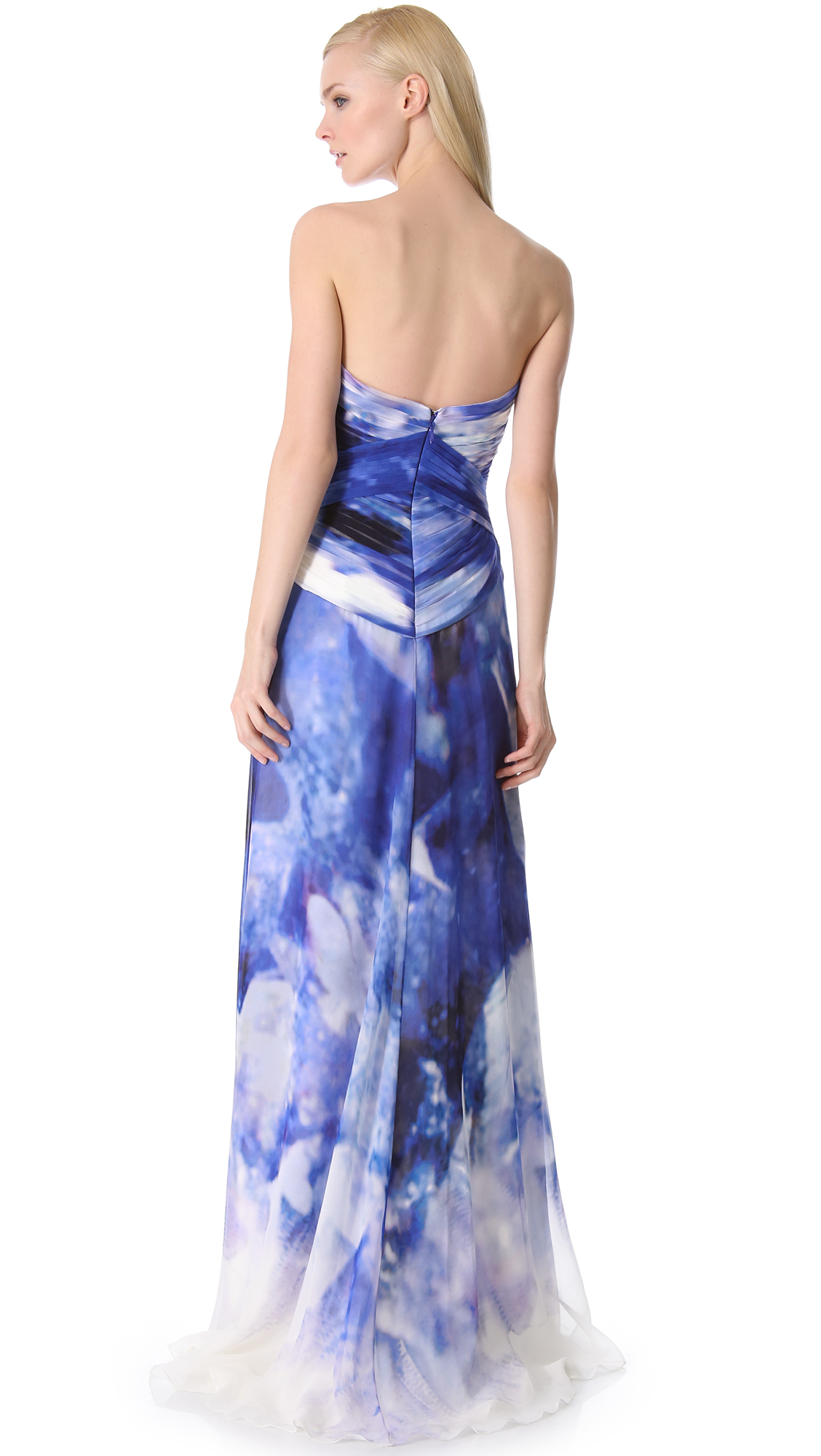 strapless ruched gown