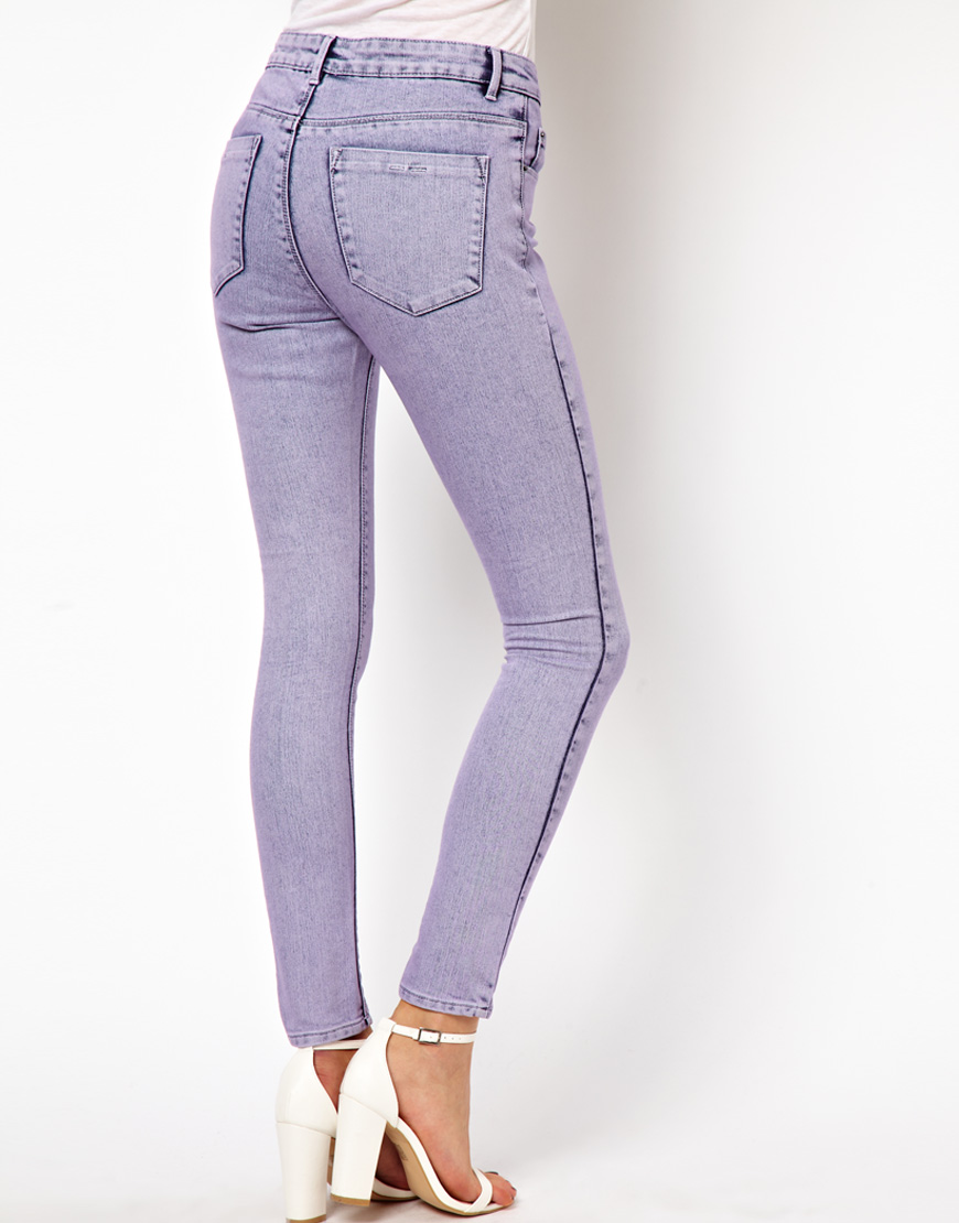 Lyst Asos Petite Exclusive Ridley Supersoft High Waisted Ultra Skinny Jeans in Lilac Acid Wash