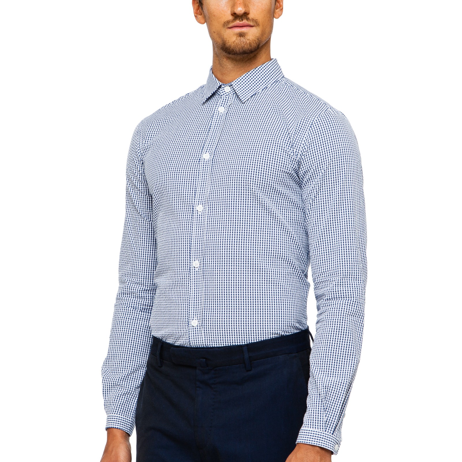 Carven Seersucker Shirt With Point Collar in Blue for Men | Lyst