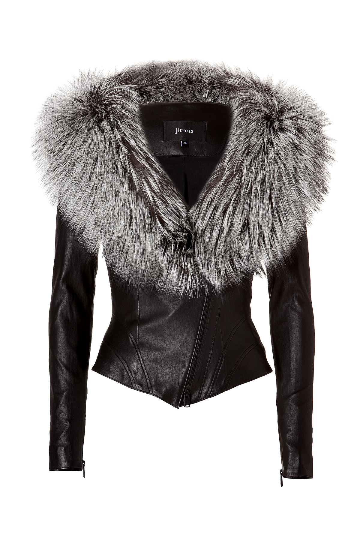 Lyst - Jitrois Leather Jacket with Silver Fox Fur Collar in Metallic