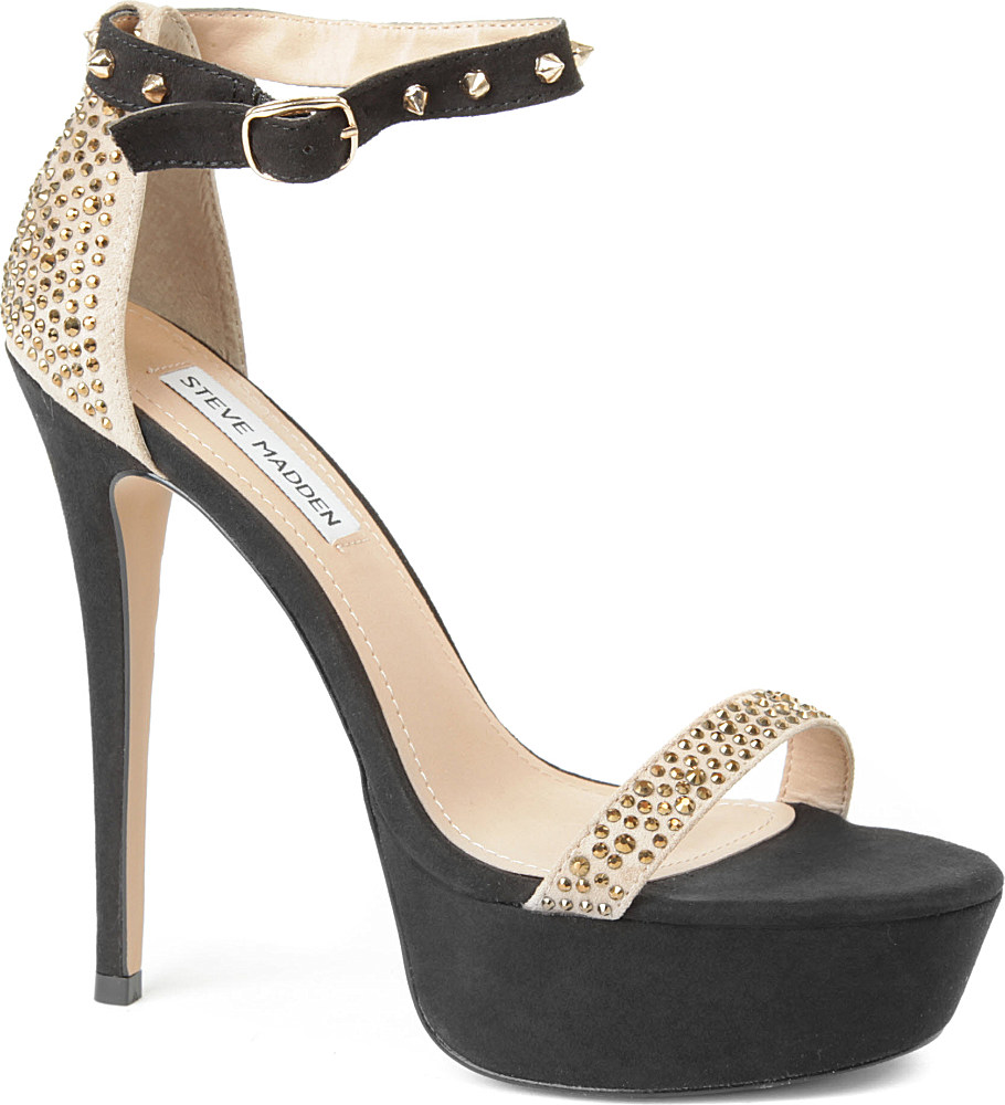 Steve Madden Reality Studded Platform Sandals in (black-synthetic) | Lyst