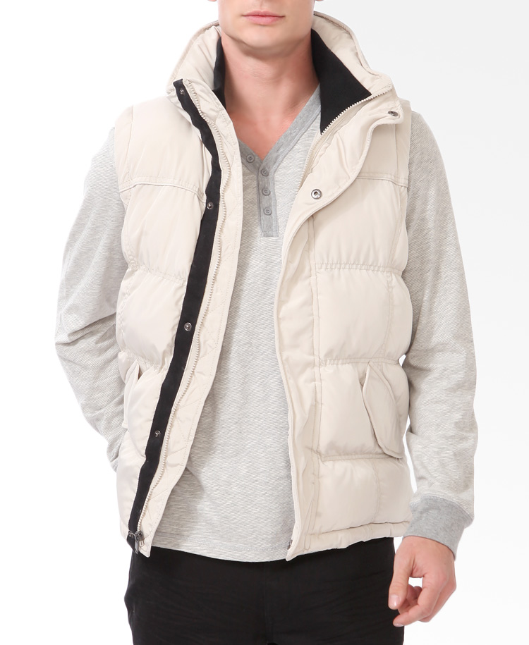 cream puffy vest