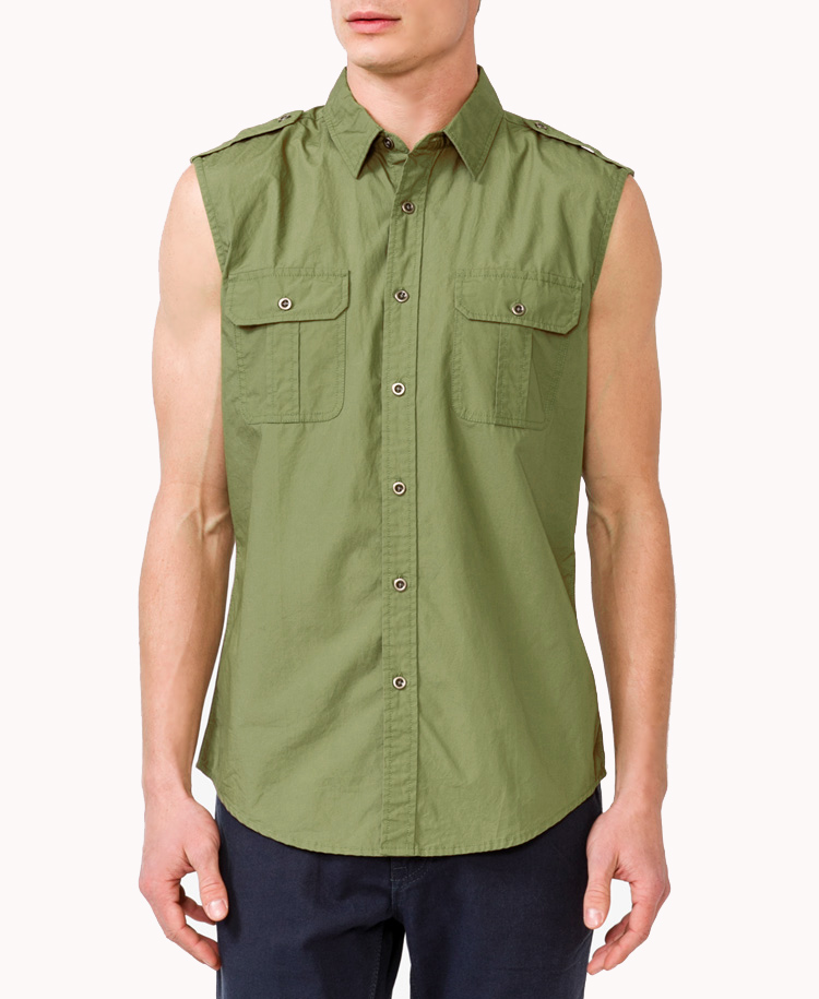 collared shirt without sleeves