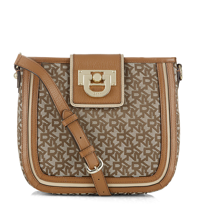 Dkny Town Country Vintage Leather Cross Body Bag in Beige (gold) | Lyst