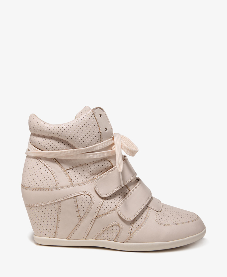 cream wedge trainers