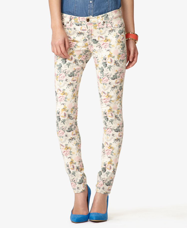 rose print jeans
