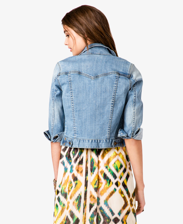 4 Sleeve Distressed Denim Jacket 