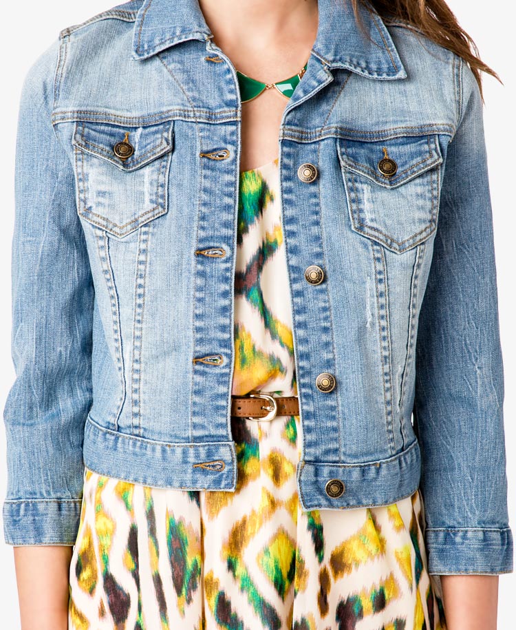 three quarter sleeve denim jacket