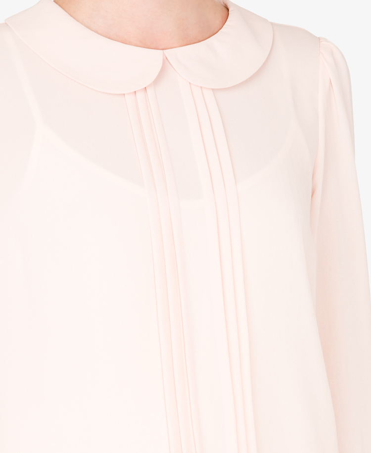 pink peter pan collar top