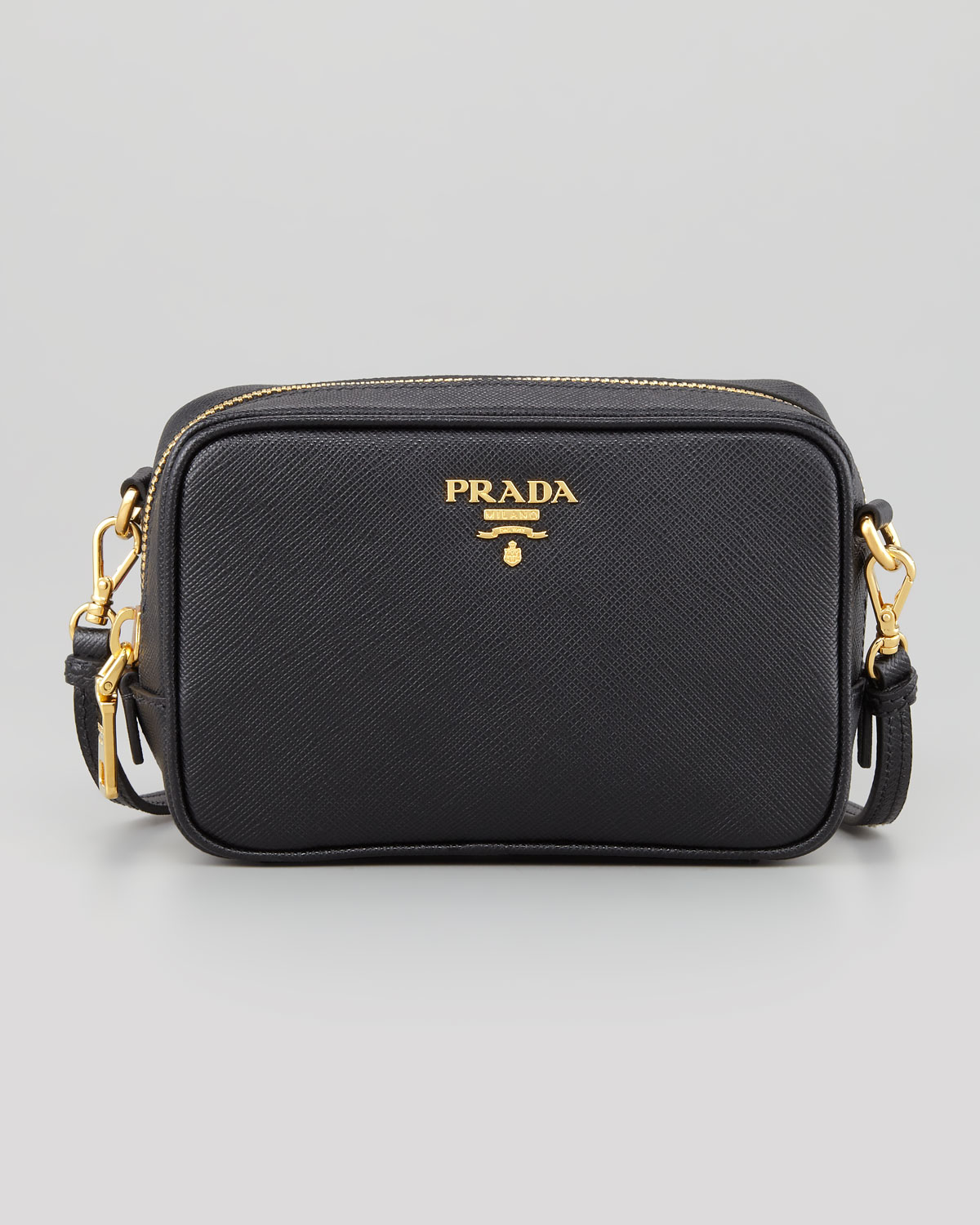 Prada Saffiano Mini Zip Crossbody Bag in Black - Save 19% | Lyst  