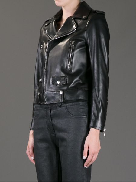 Saint Laurent Biker Leather Jacket in Black | Lyst