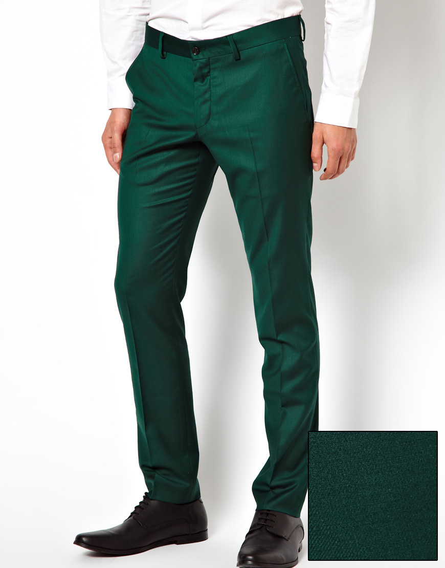 ASOS Super Skinny Suit Trousers in Green for Men Slacks and Chinos Formal trousers Mens Clothing Trousers 