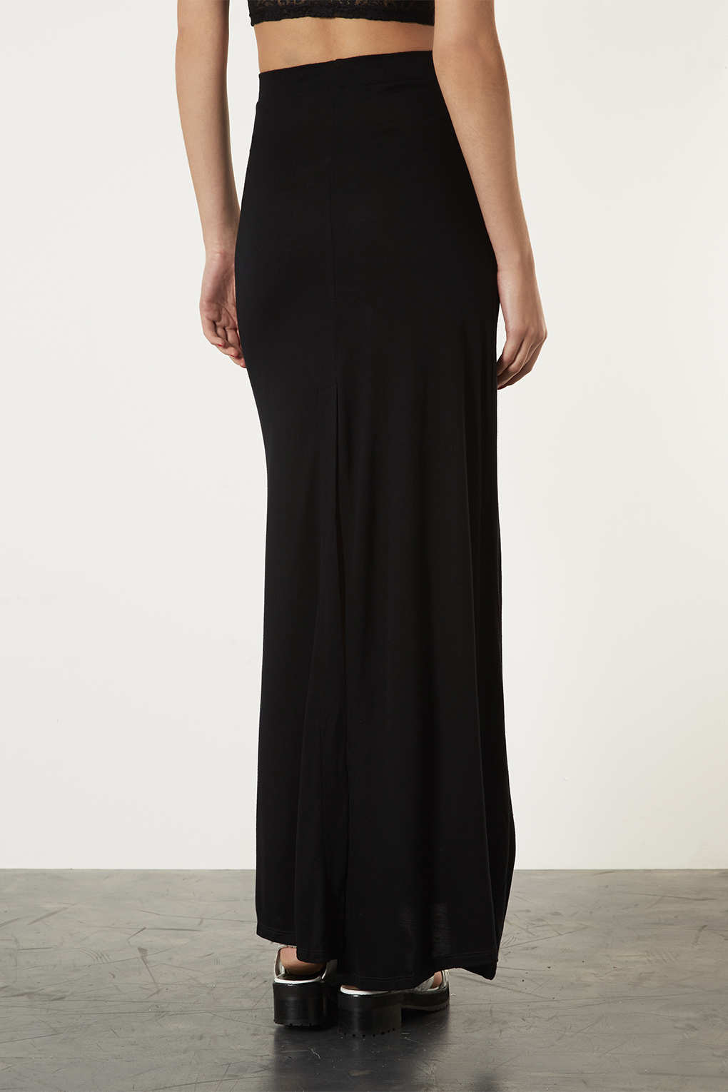 Lyst - Topshop Tall Split Back Maxi Skirt in Black
