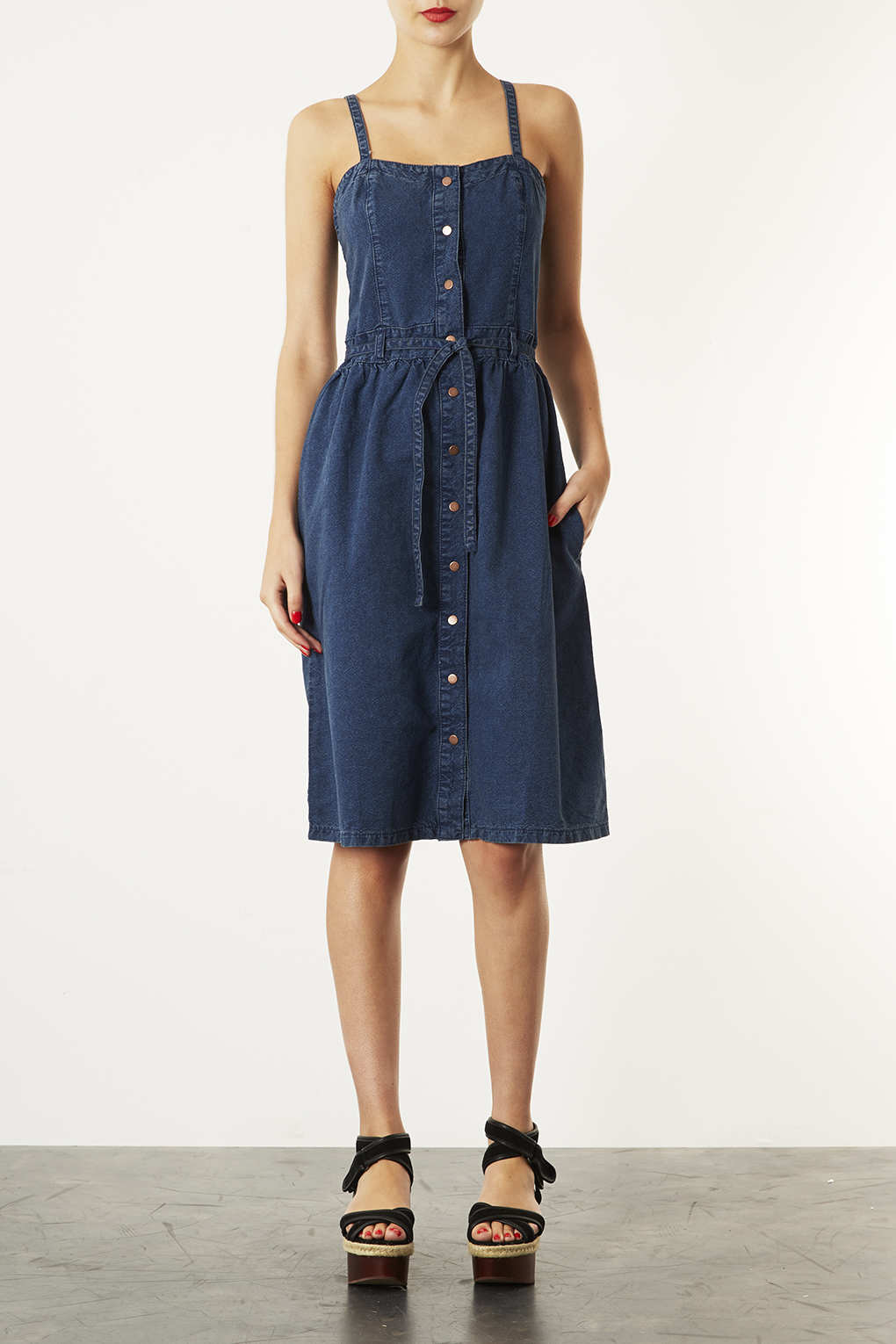 topshop denim midi dress
