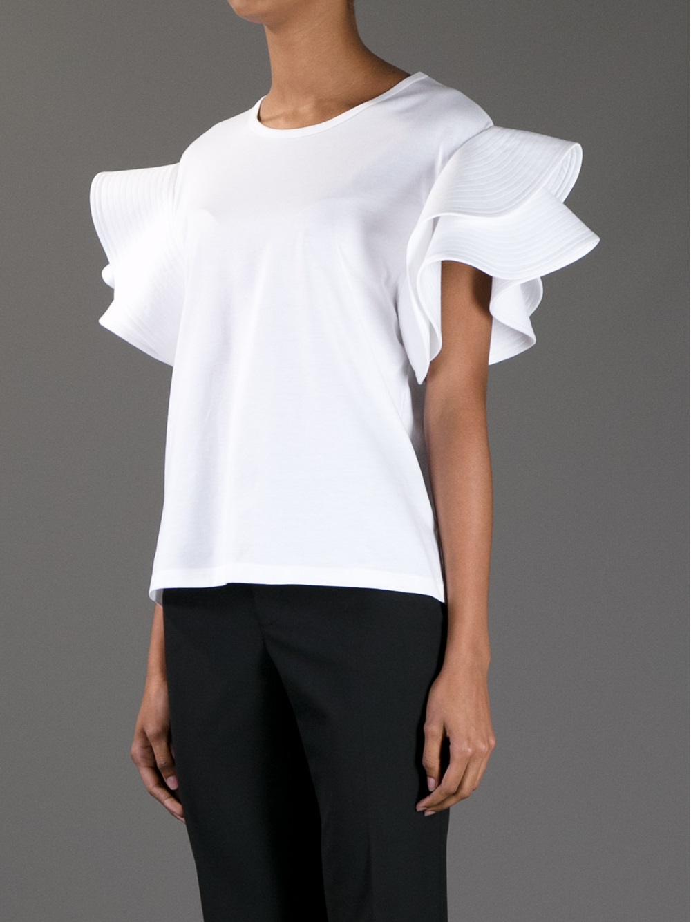 Chloé Ruffle Sleeve Top in White | Lyst
