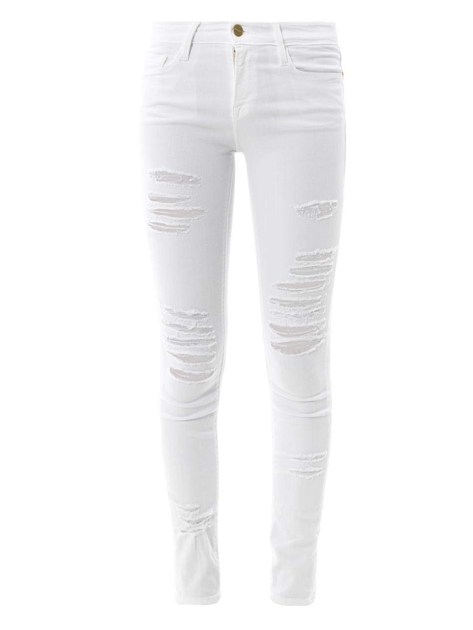 FRAME Le Skinny De Jeanne Midrise Skinny Jeans in White - Lyst