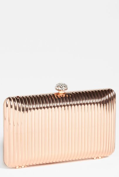 Glint Linear Ridge Clutch in Gold (rose gold) | Lyst