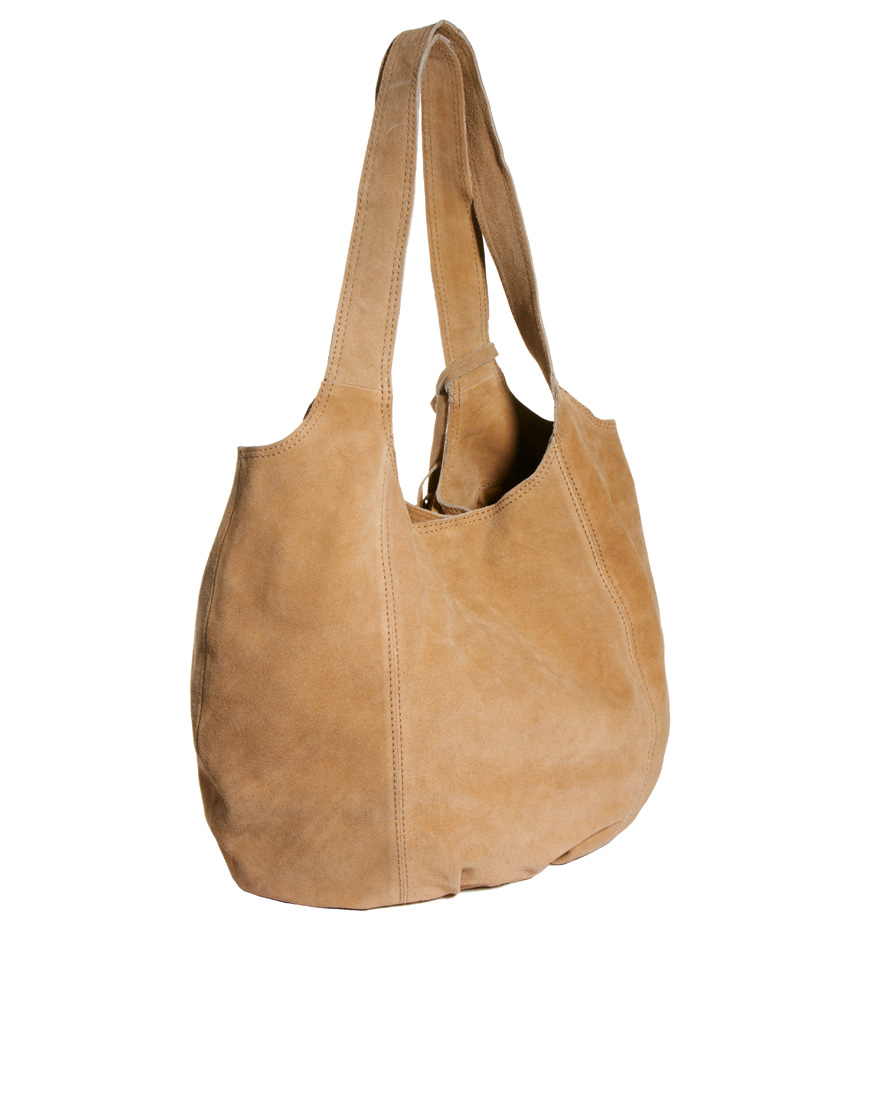 River island Tan Fringed Suede Slouch Hobo Bag in Brown | Lyst