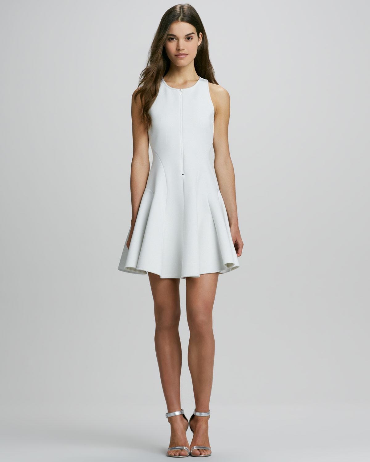 white fit and flare dress