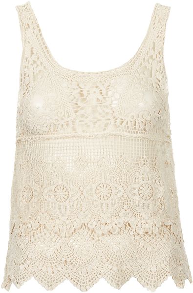 Topshop Layla Crochet Vest By Navy in White (cream) - Lyst
