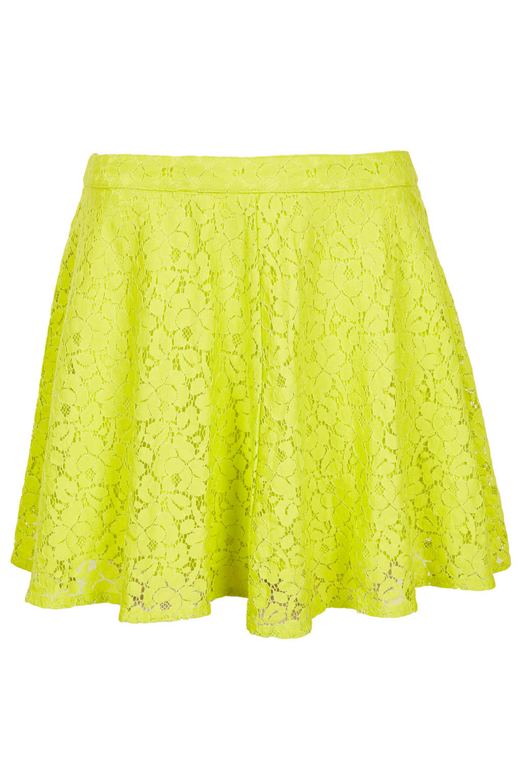 Petite Lime Lace Skater Skirt in Green Lyst