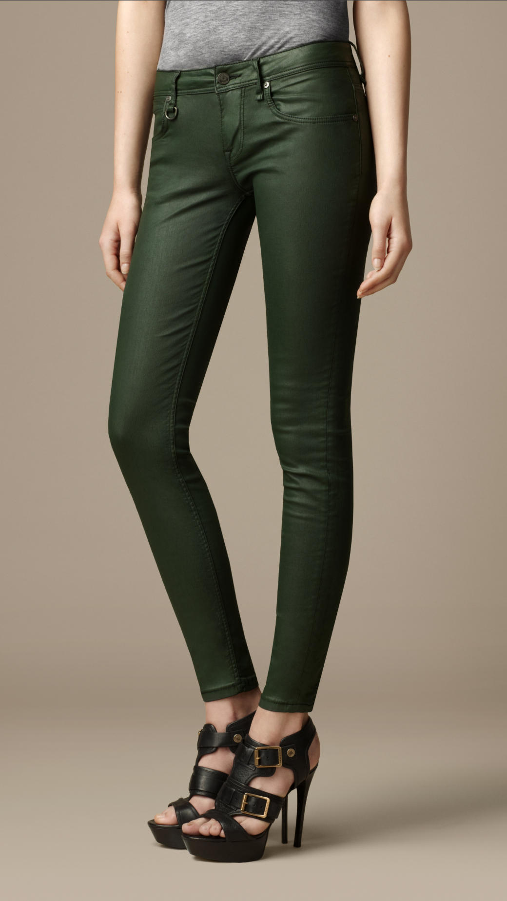 Burberry Westbourne Coated Skinny Jeans in Dark Racing Green (Green) - Lyst
