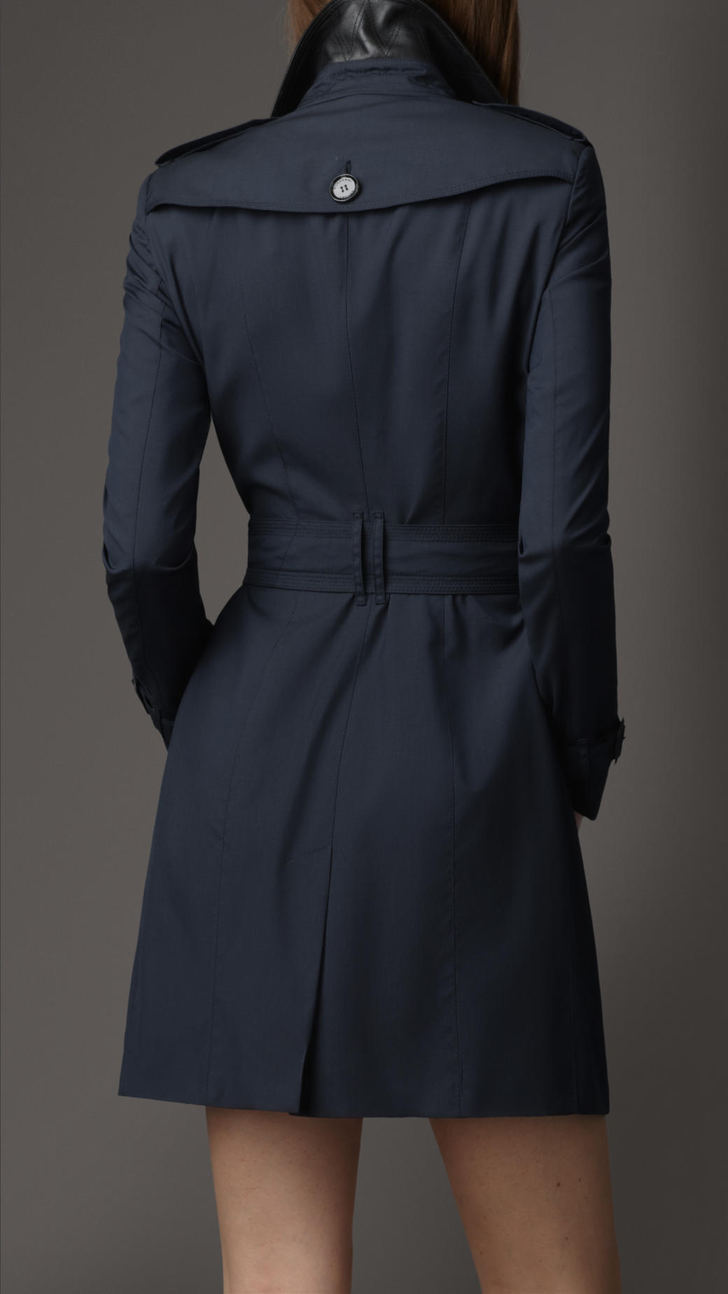 Burberry Wool Silk Trench Coat in Navy (Blue) - Lyst