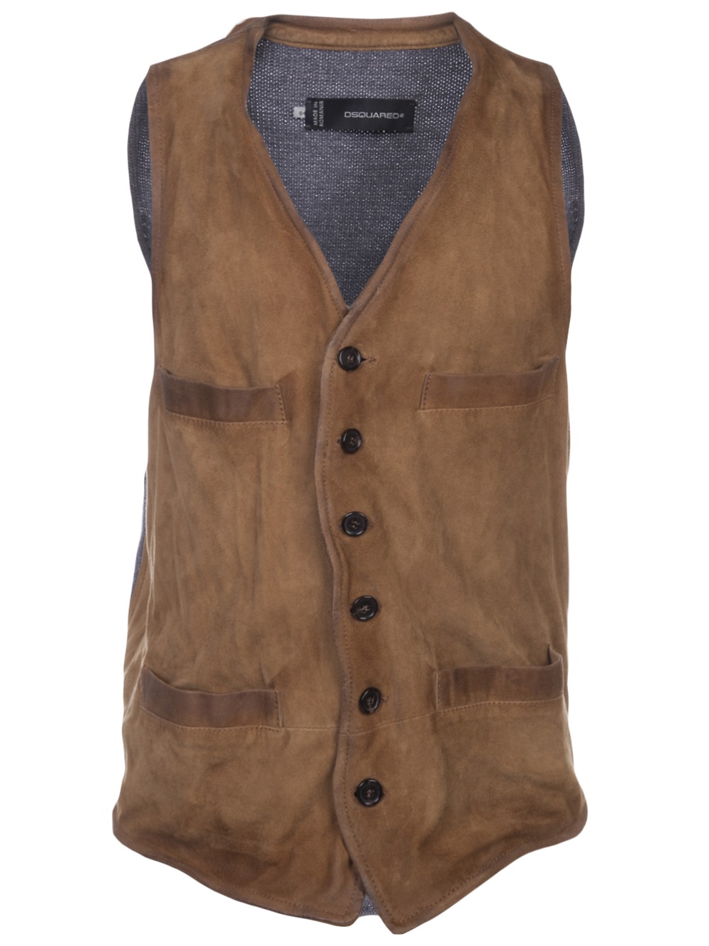 Lyst - Dsquared² Leather Knit Gilet in Brown for Men