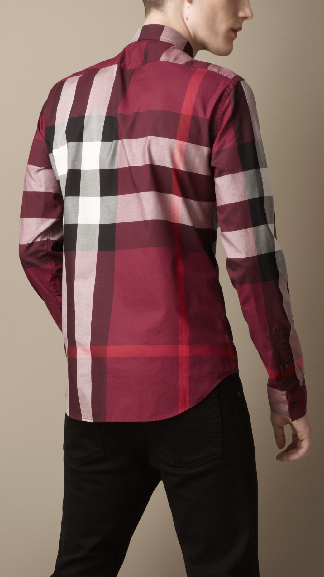 red burberry button down