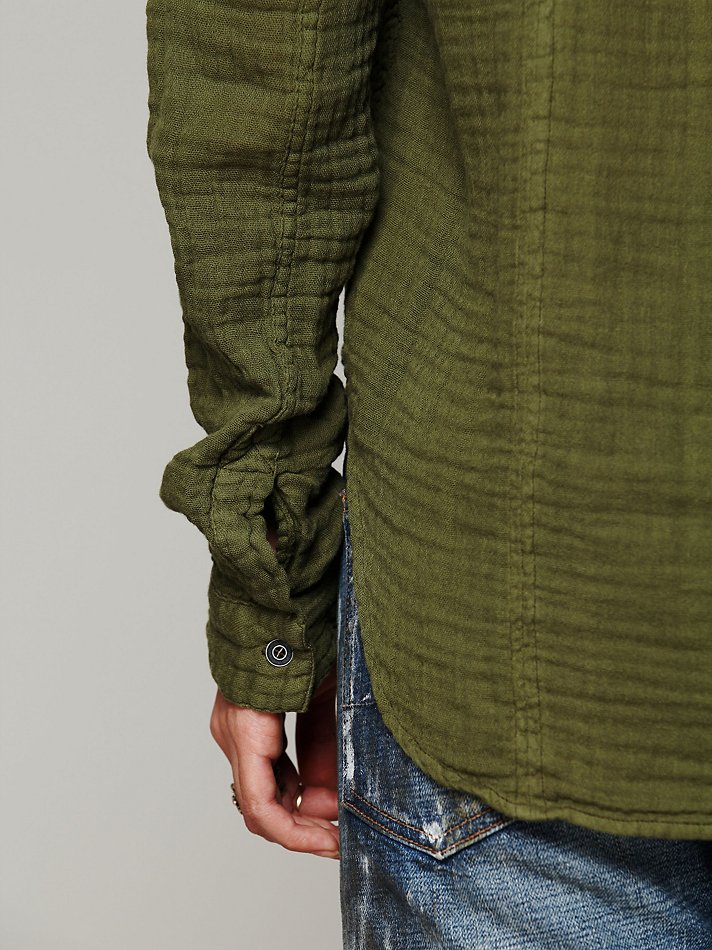 Lyst Free People Solid Gauze Button Down Shirt in Green