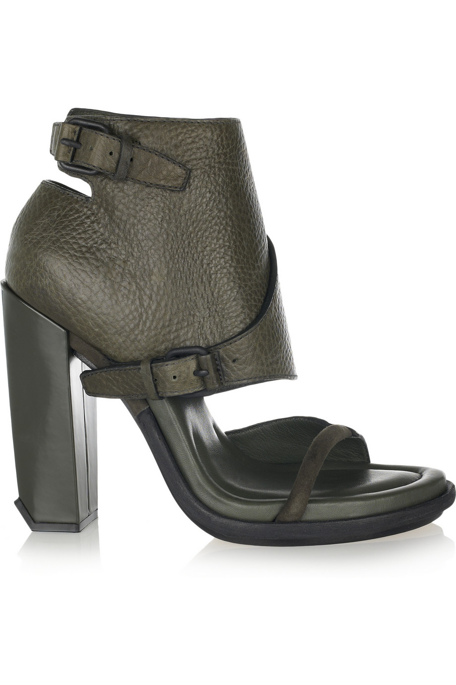 Alexander Wang Suvi Ankle-cuff Leather Sandals in Army Green (Green) - Lyst
