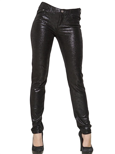 Lyst - Armani Jeans Shiny Coated Stretch Denim Skinny Jeans in Black
