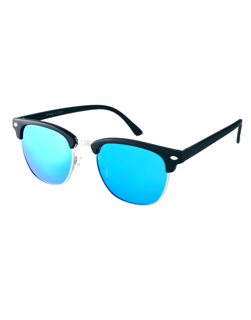 clubmaster sunglasses blue lens