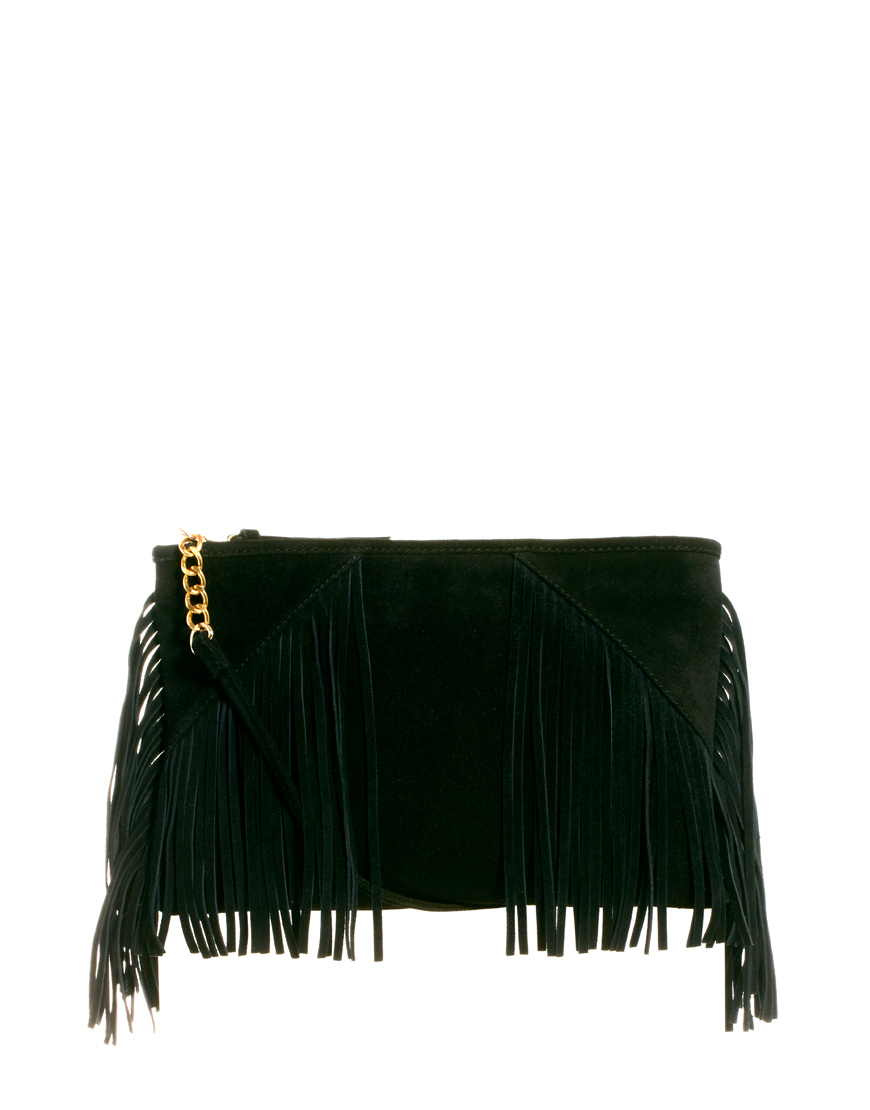black tassel clutch bag