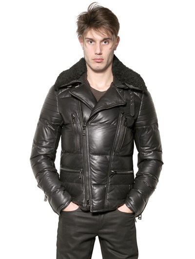 Belstaff Nappa Leather Down Jacket in Black for Men | Lyst