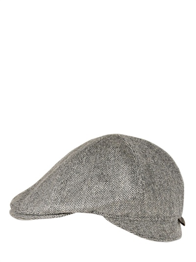 Borsalino Cashmere Herringbone Flat Cap 