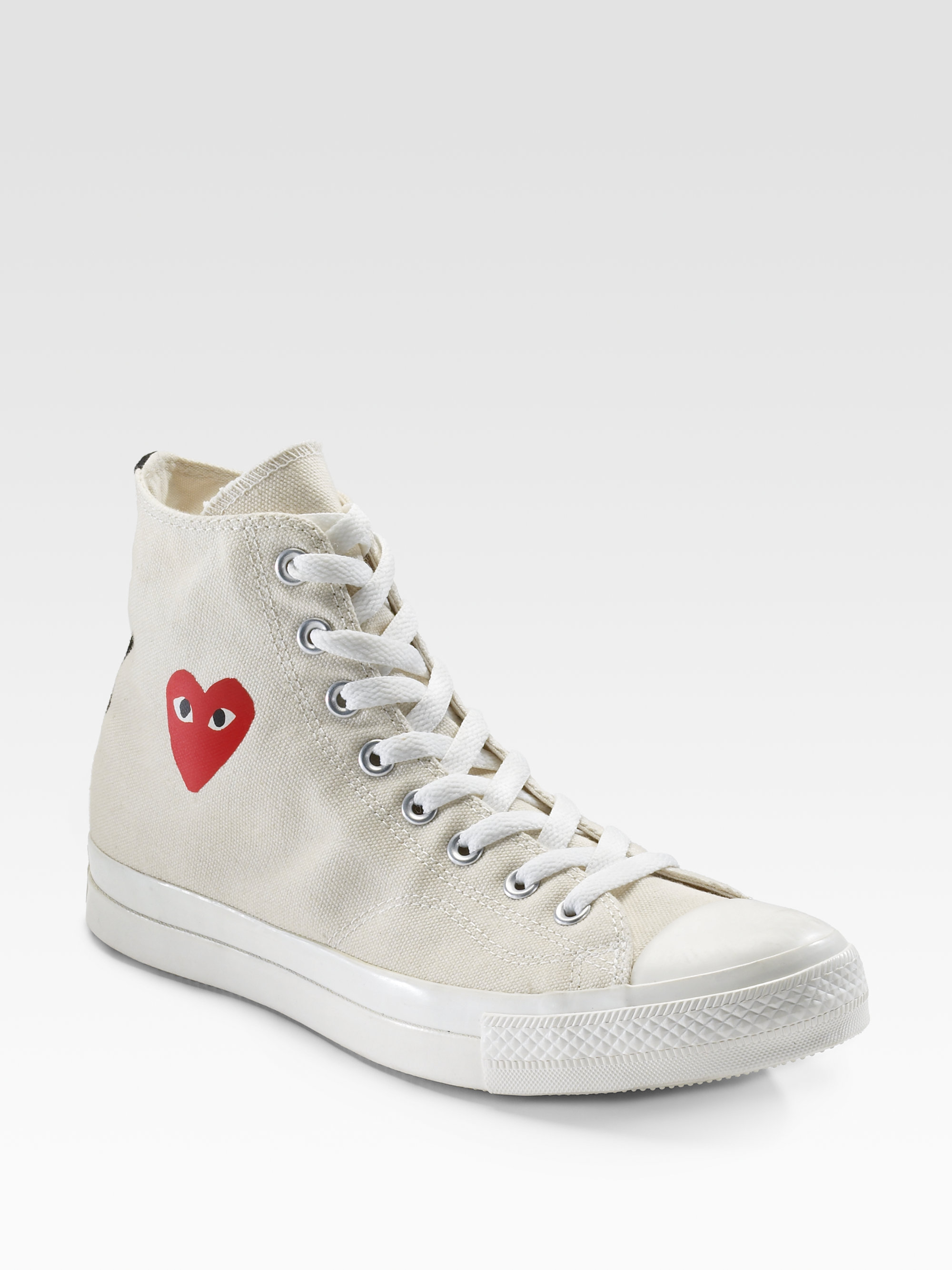 Play comme des garçons High-top Canvas Sneakers in White | Lyst