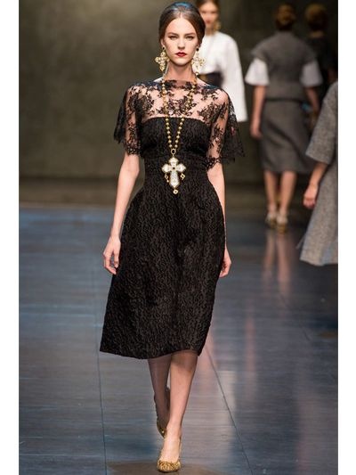 Lyst Dolce Gabbana Lace Jacquard Dress In Black Gallery