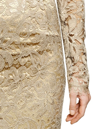 Lyst - Dolce & Gabbana Viscose Lace Long Dress in Metallic