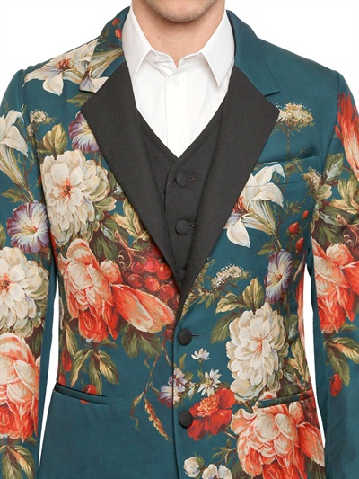 Lyst - Dolce & gabbana Floral Print Crepe De Chine Jacket in Blue for Men