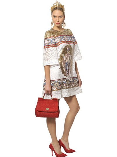 Lyst - Dolce & Gabbana Brocaded Medium Miss Sicily Bag in Red