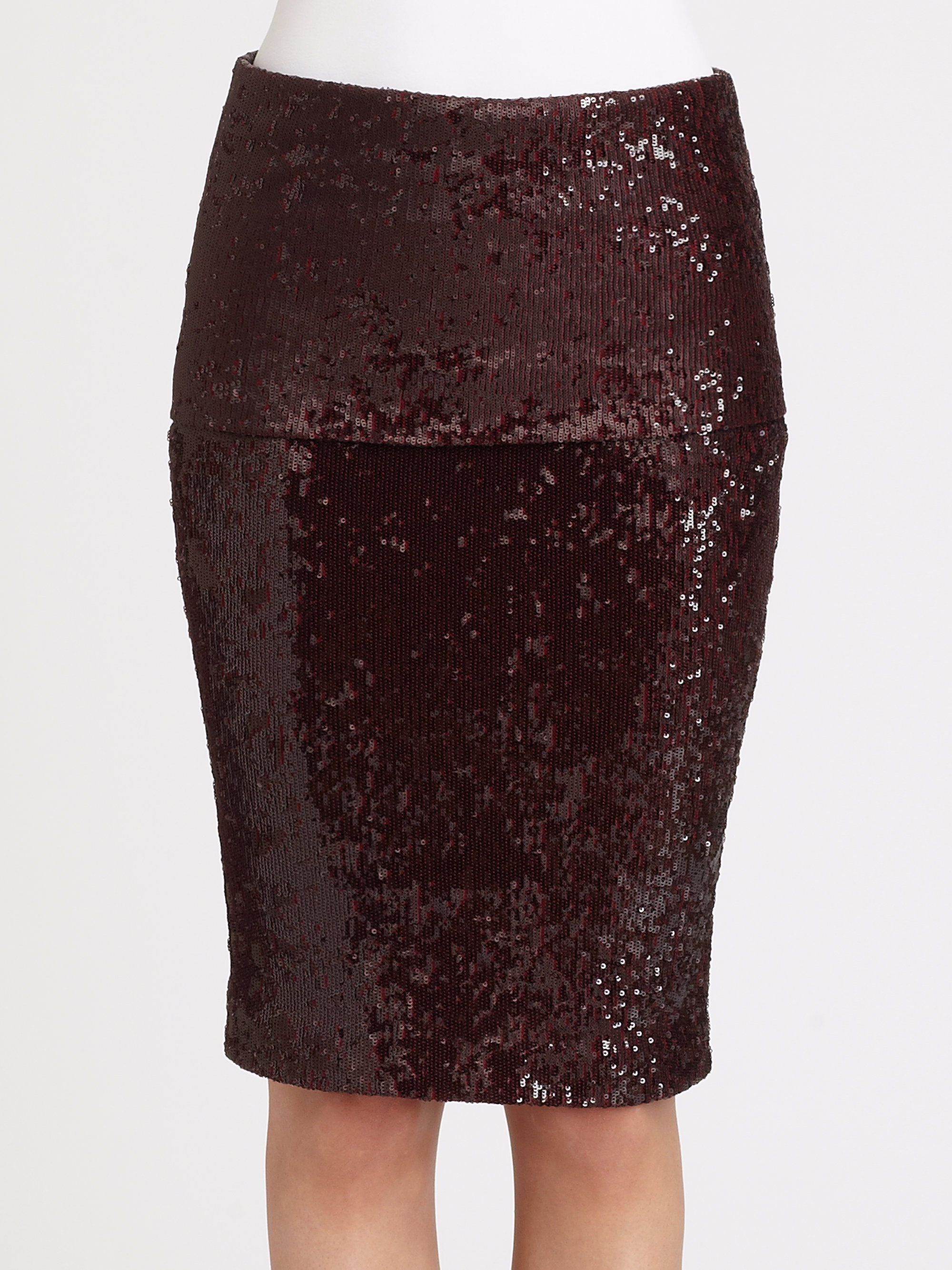 Donna Karan Sequined Foldover Skirt in Claret (Brown) Lyst