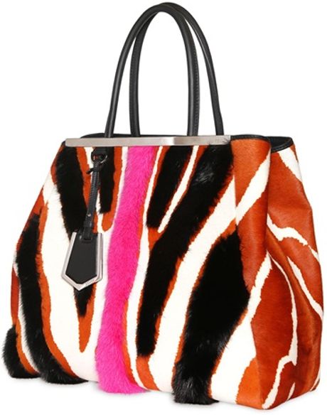 Fendi Large 2jours Mink Fur On Leather Bag in Multicolor (multi orange ...