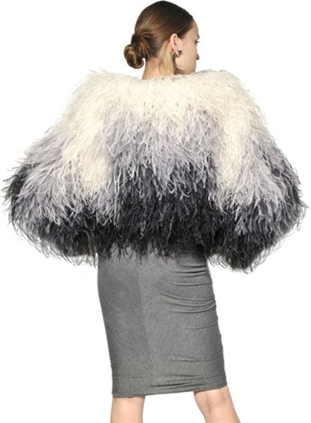 Givenchy Ostrich Feather Bolero Fur Jacket in White (multi) | Lyst