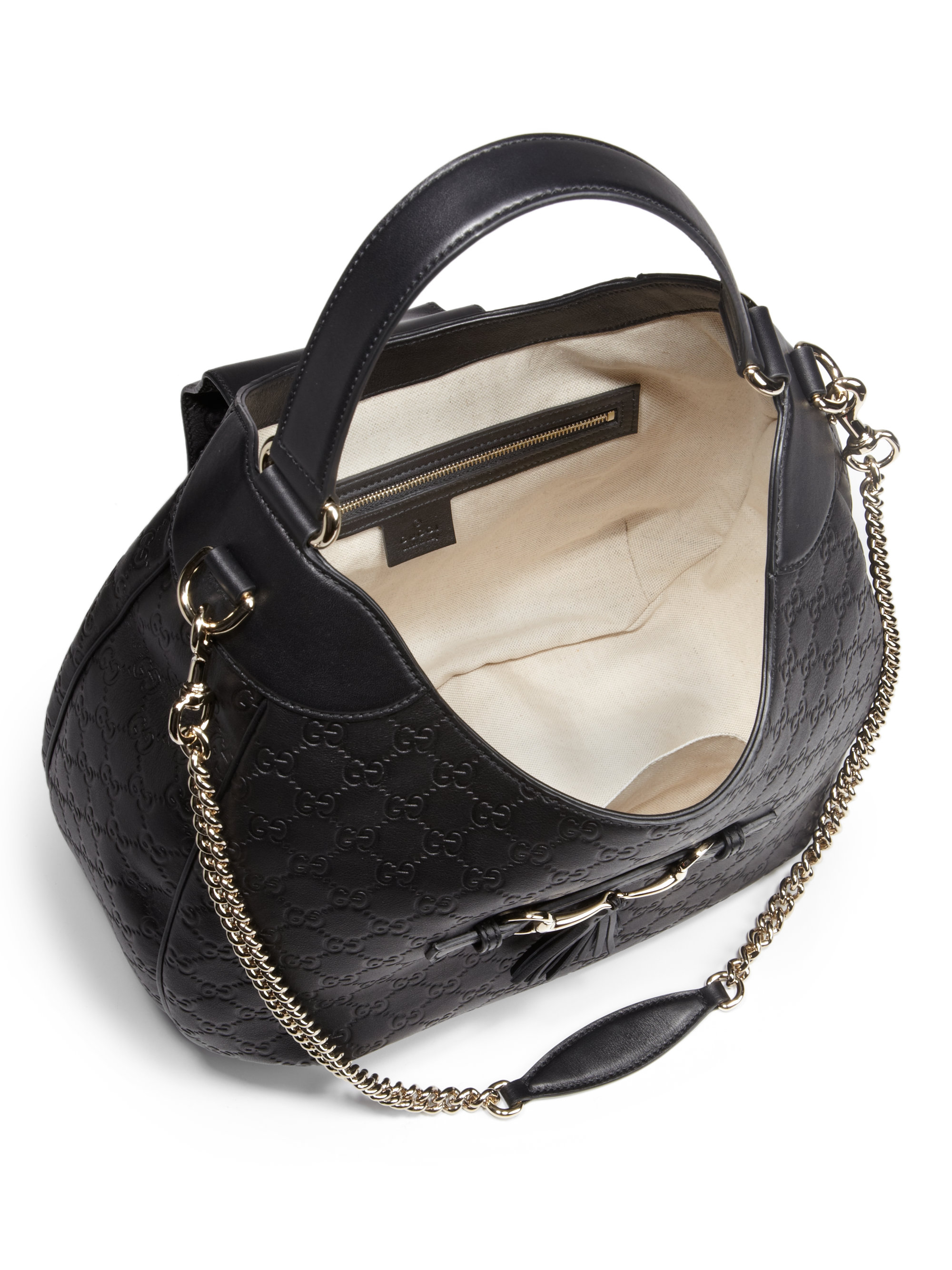 Gucci Emily Leather Hobo in Black - Lyst
