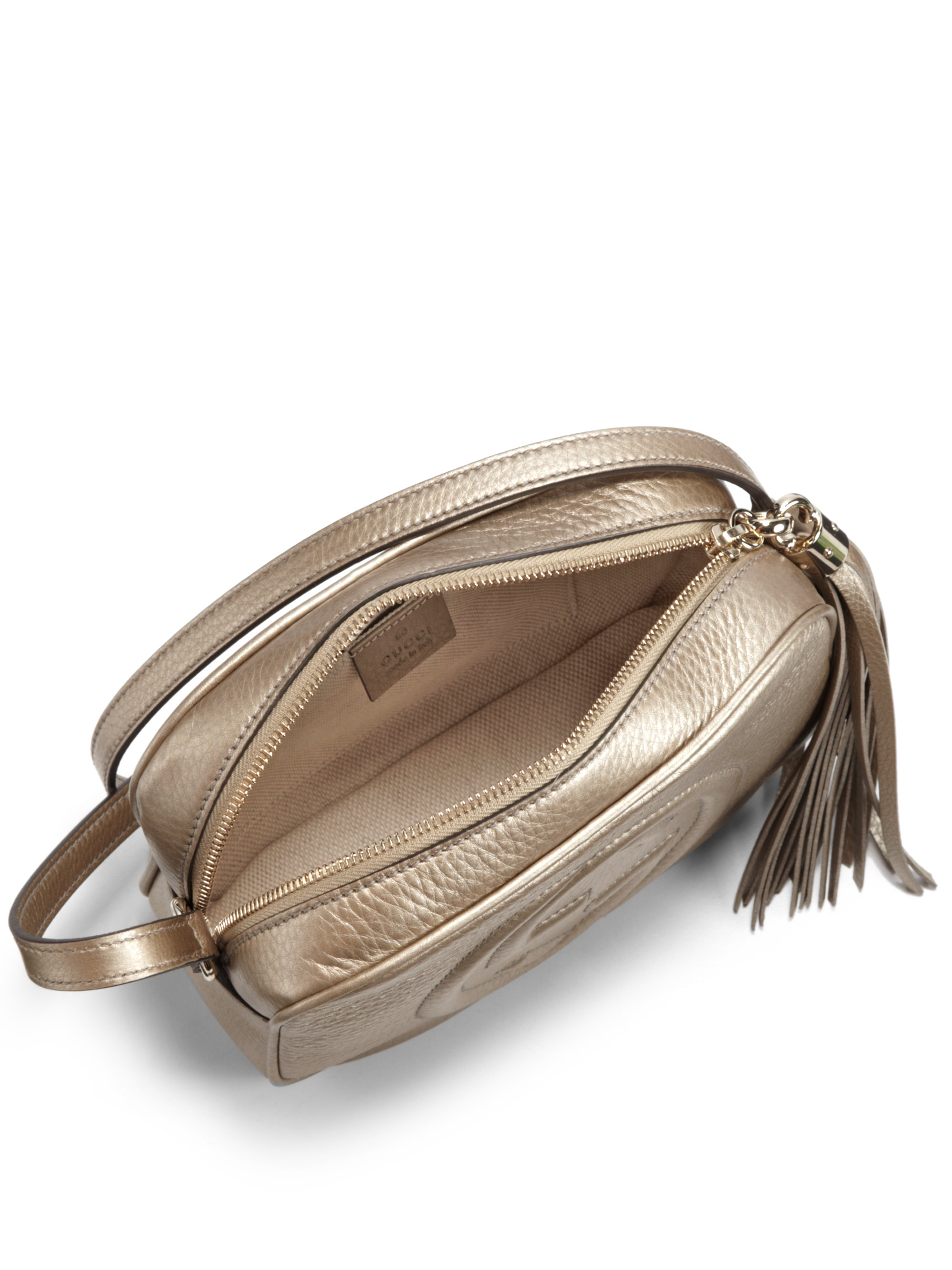 Gucci Soho Metallic Leather Disco Bag in Natural Lyst