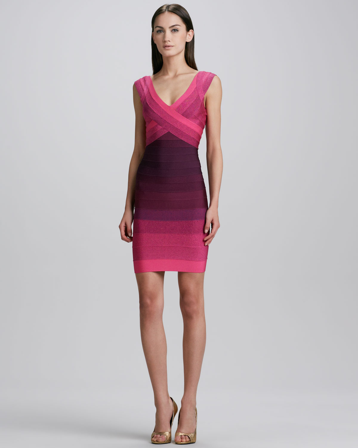 pink ombre bandage dress