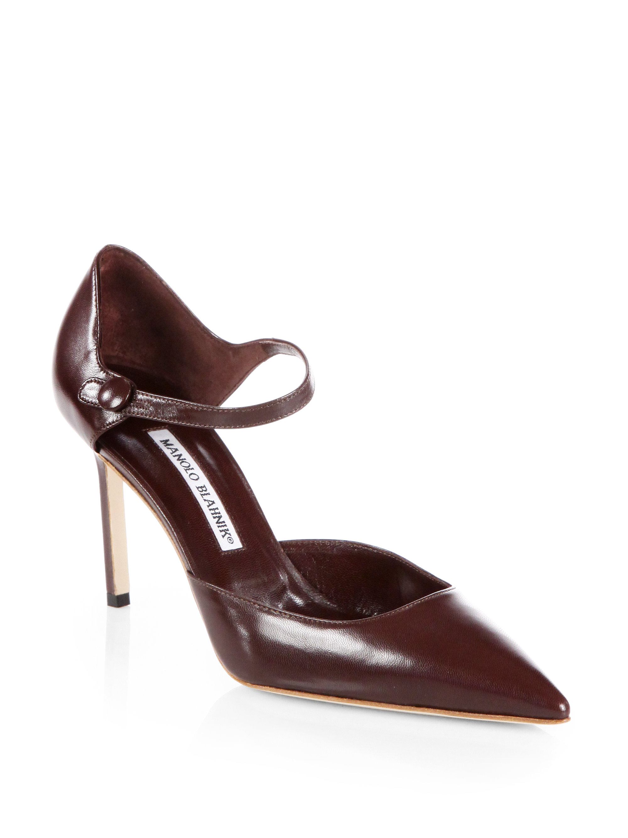 Manolo Blahnik Norvany Leather Mary Jane Pumps in Brown - Lyst