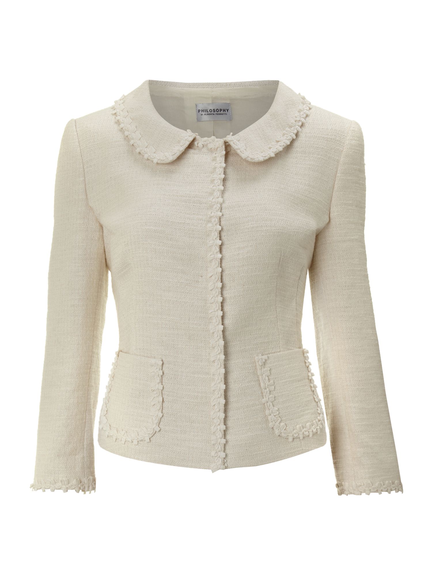 Philosophy Cropped Jacket with Frill Detail in Beige (cream) Lyst