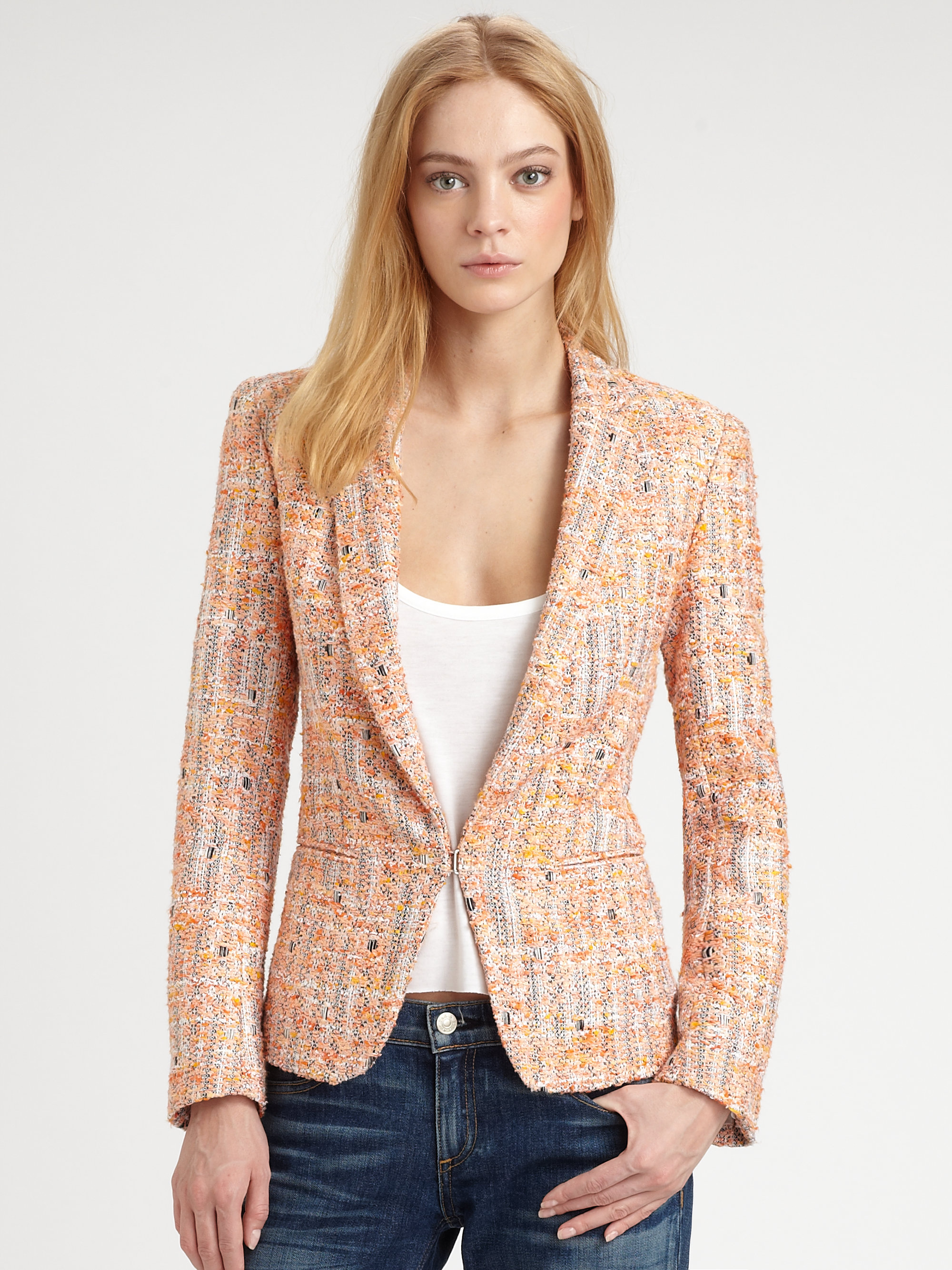 Lyst Rag & Bone Sliver Tweed Blazer in Orange